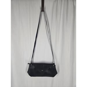 NADA BLACK LEATHER CROSSBODY SHOULDER MINIMALIST ENVELOPE FRONT FLAP PURSE